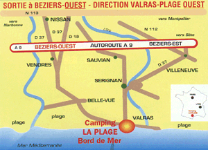 Lageplan Valras-Plage/Camping La Plage "Bord du Mer"
